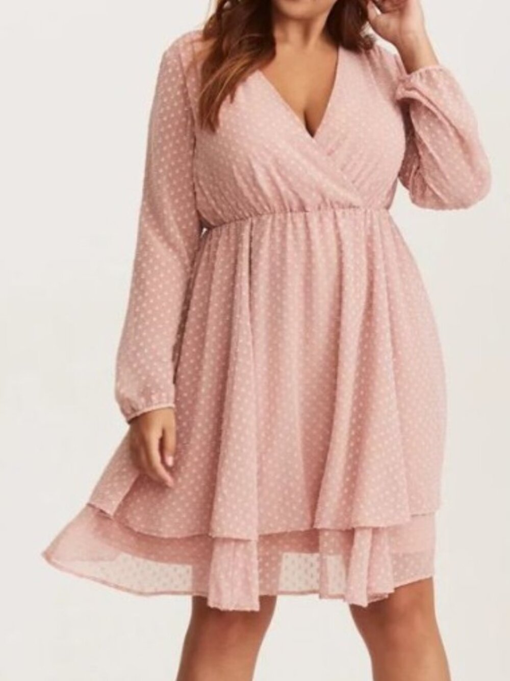 Torrid Chiffon Pink Swiss Dot Dress - size 0